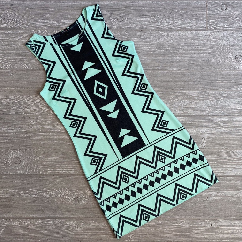 NWOT - Aqua Aztec Stretch Bodycon Dress - M